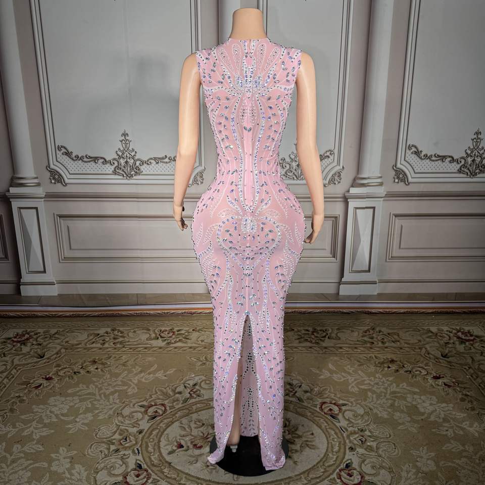 Rhinestone Elegance Pink Gown