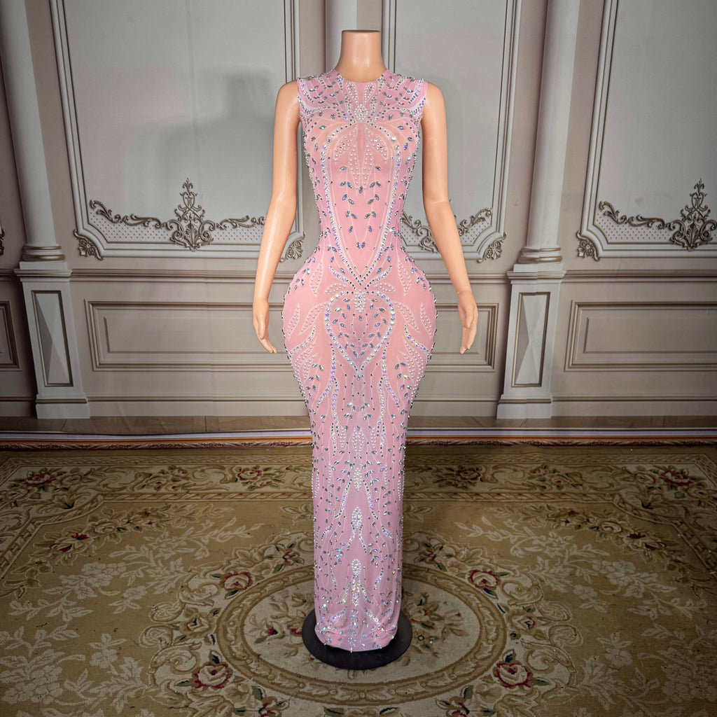Rhinestone Elegance Pink Gown