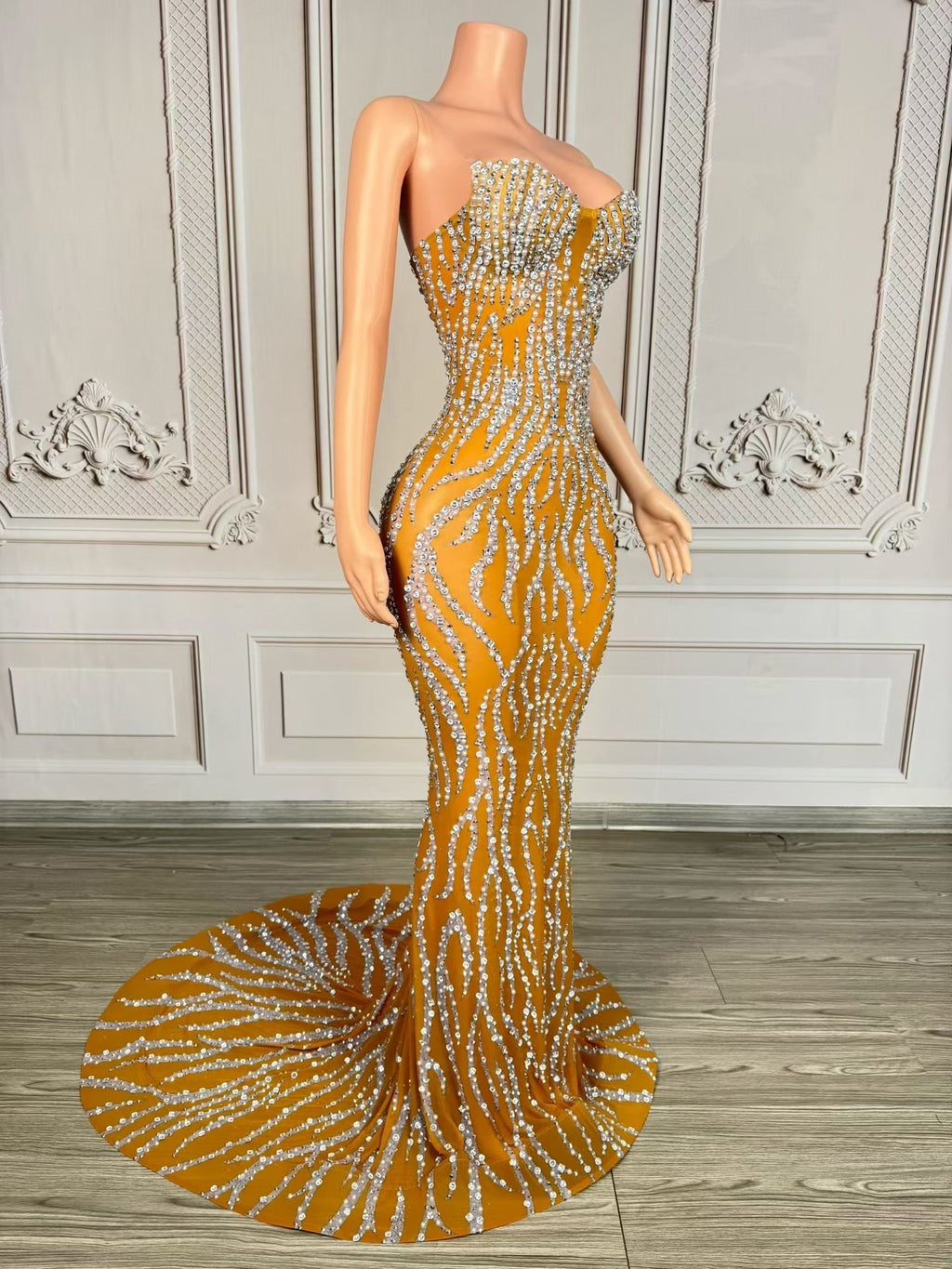 Crystal Embellished Evening Gown