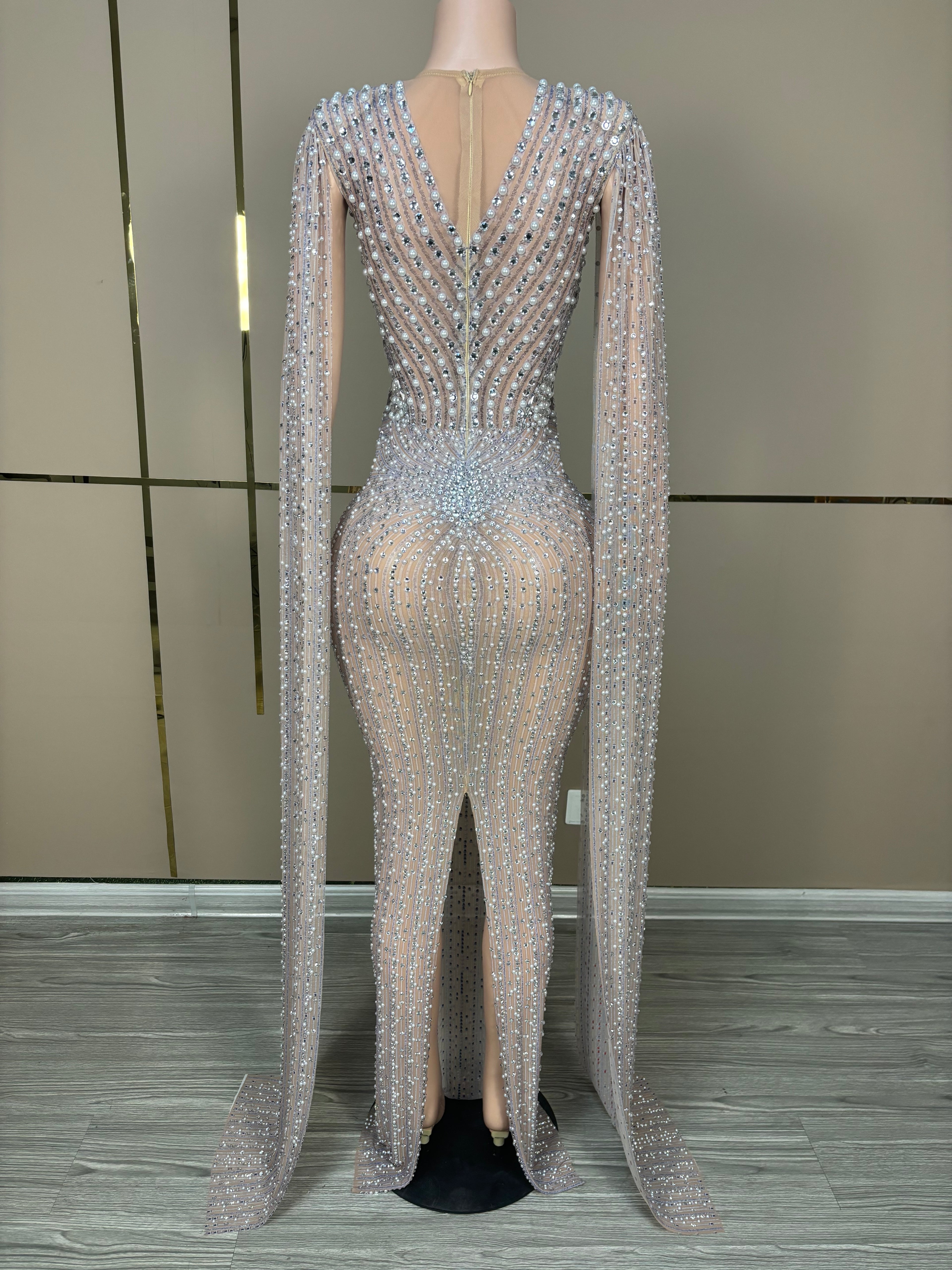 Crystal Embellished Evening Gown