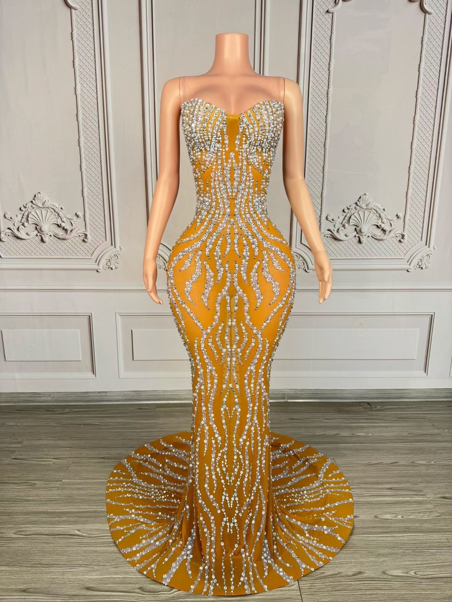 Crystal Embellished Evening Gown