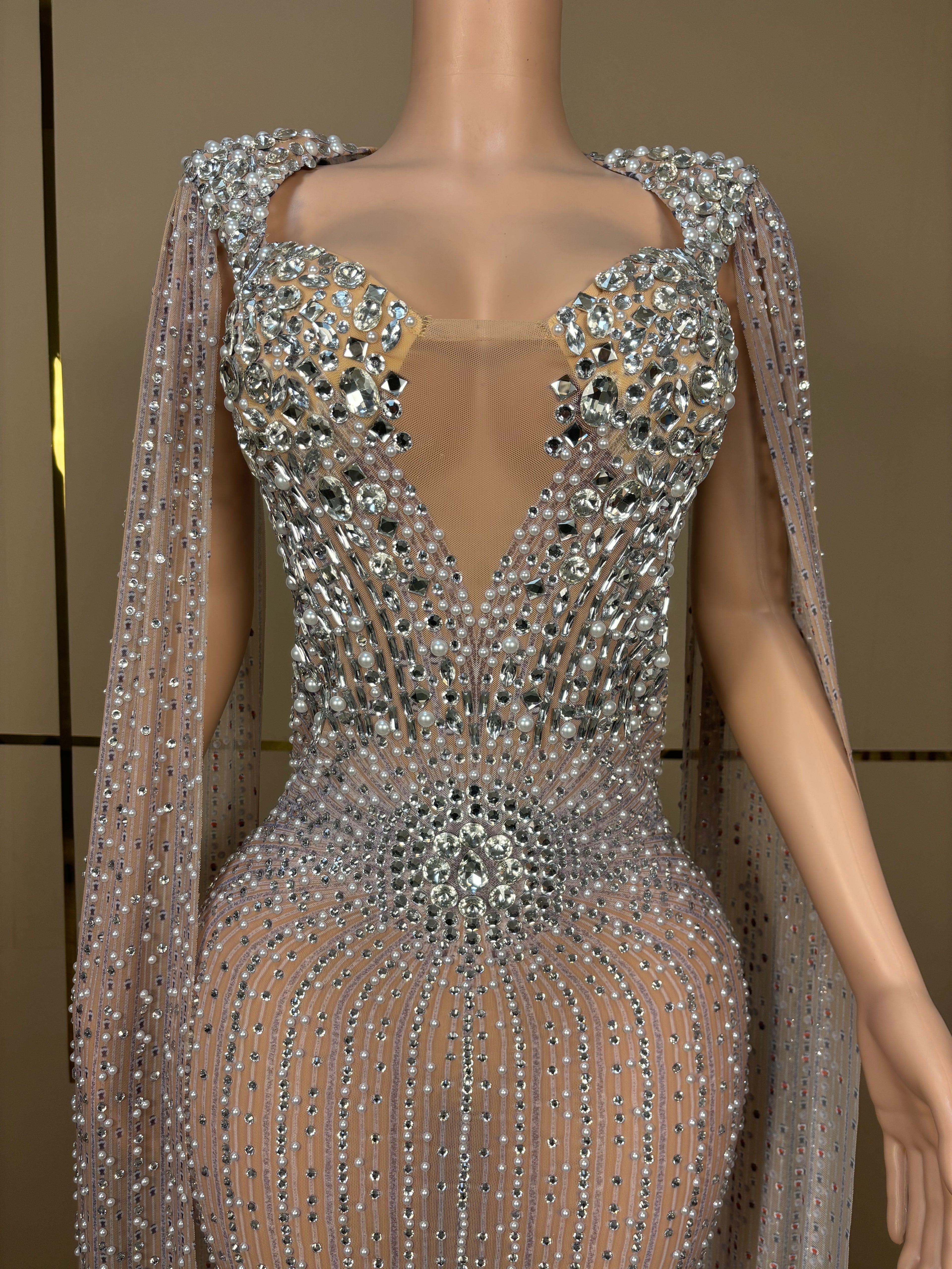 Crystal Embellished Evening Gown